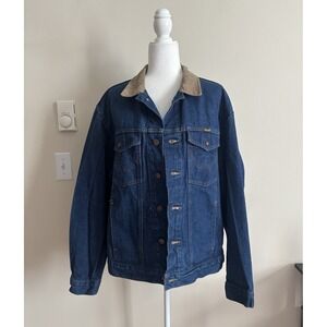 Vintage Wrangler Denim Trucker Jean Jacket W Stitch Mens Large 50